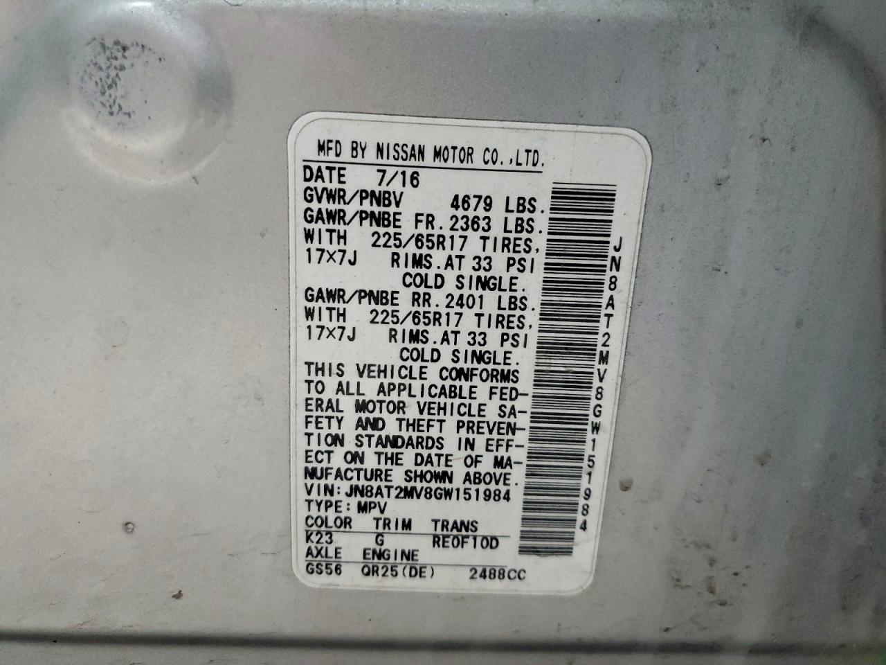 Nissan Rogue S Image 8